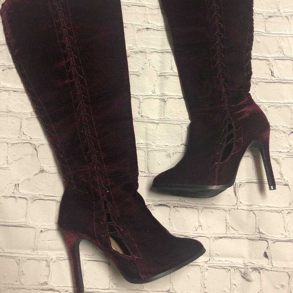 Wide Calf Velvet Boots